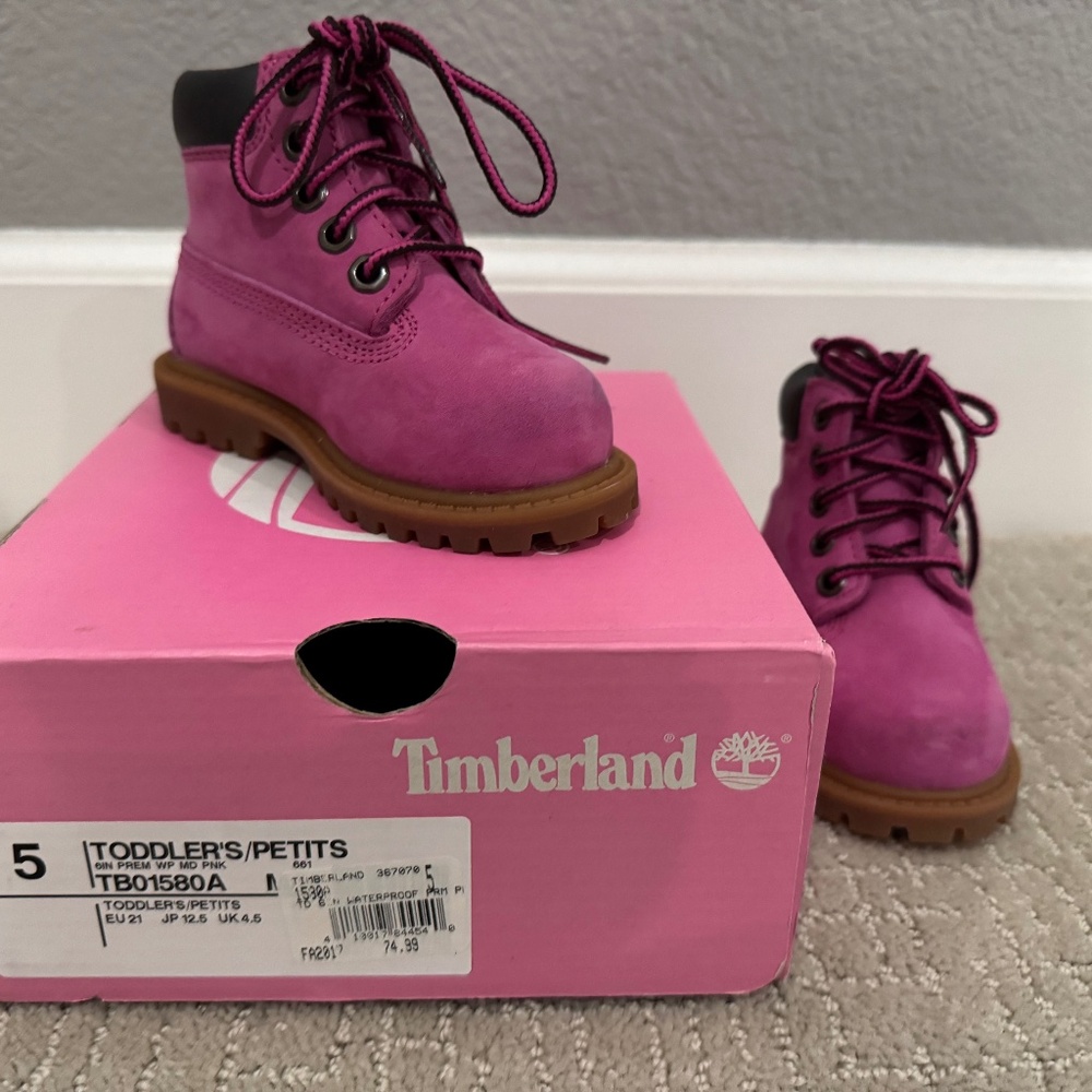 Timberland 6" Premium WATERPROOF Boots Dark Pink Nubuck Toddler Size 5
